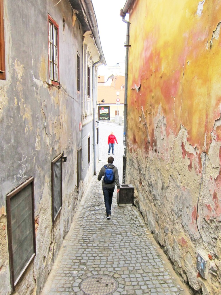 Walking in Český Krumlov, Czech Republic